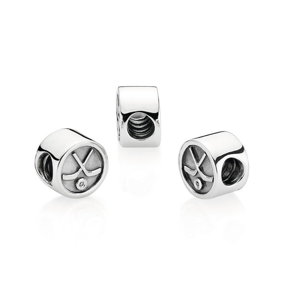 Charm hockey avec votre pierre de naissance (pour bracelets Pandora)