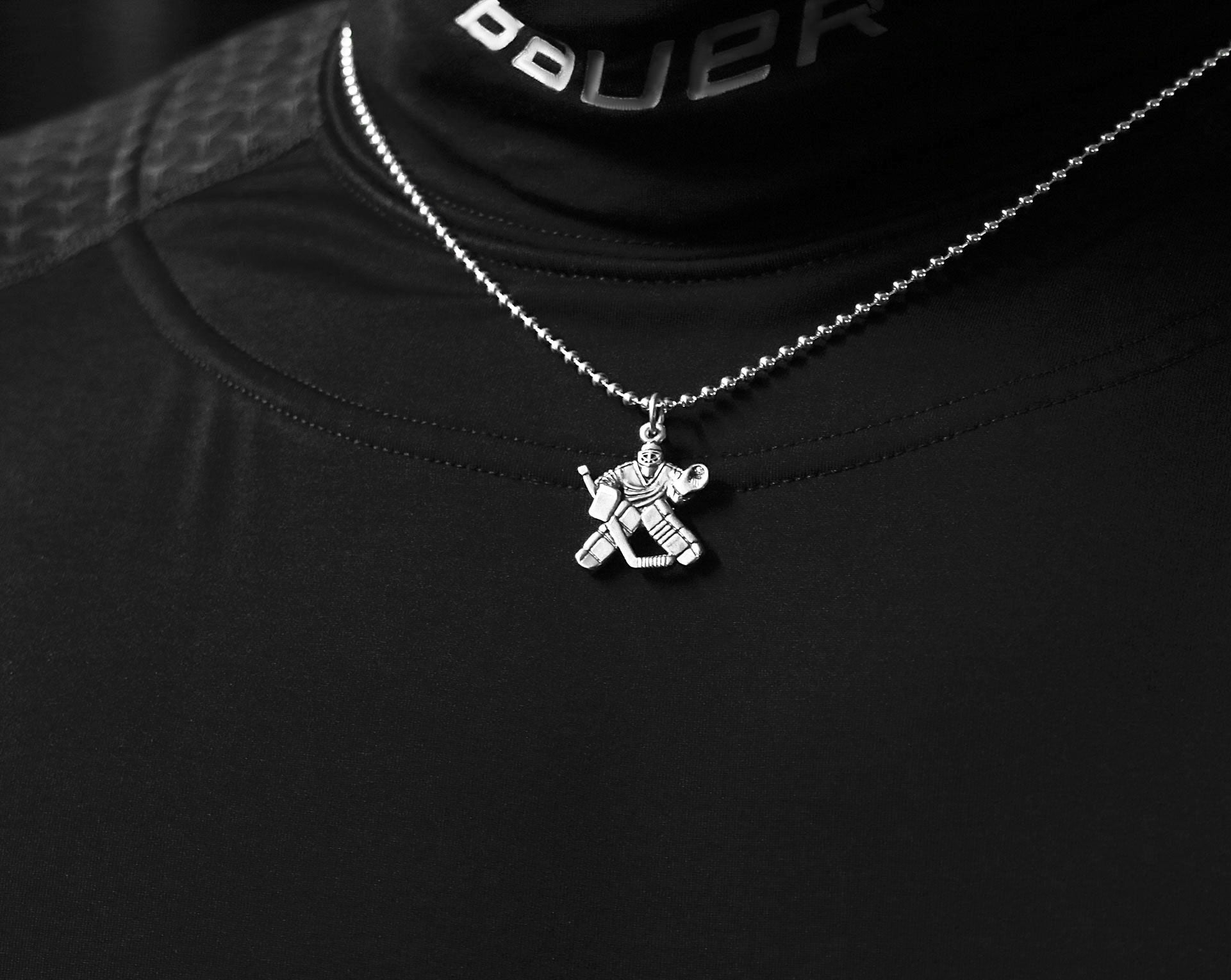 Sterling silver hockey goalie pendant (full right version is available)