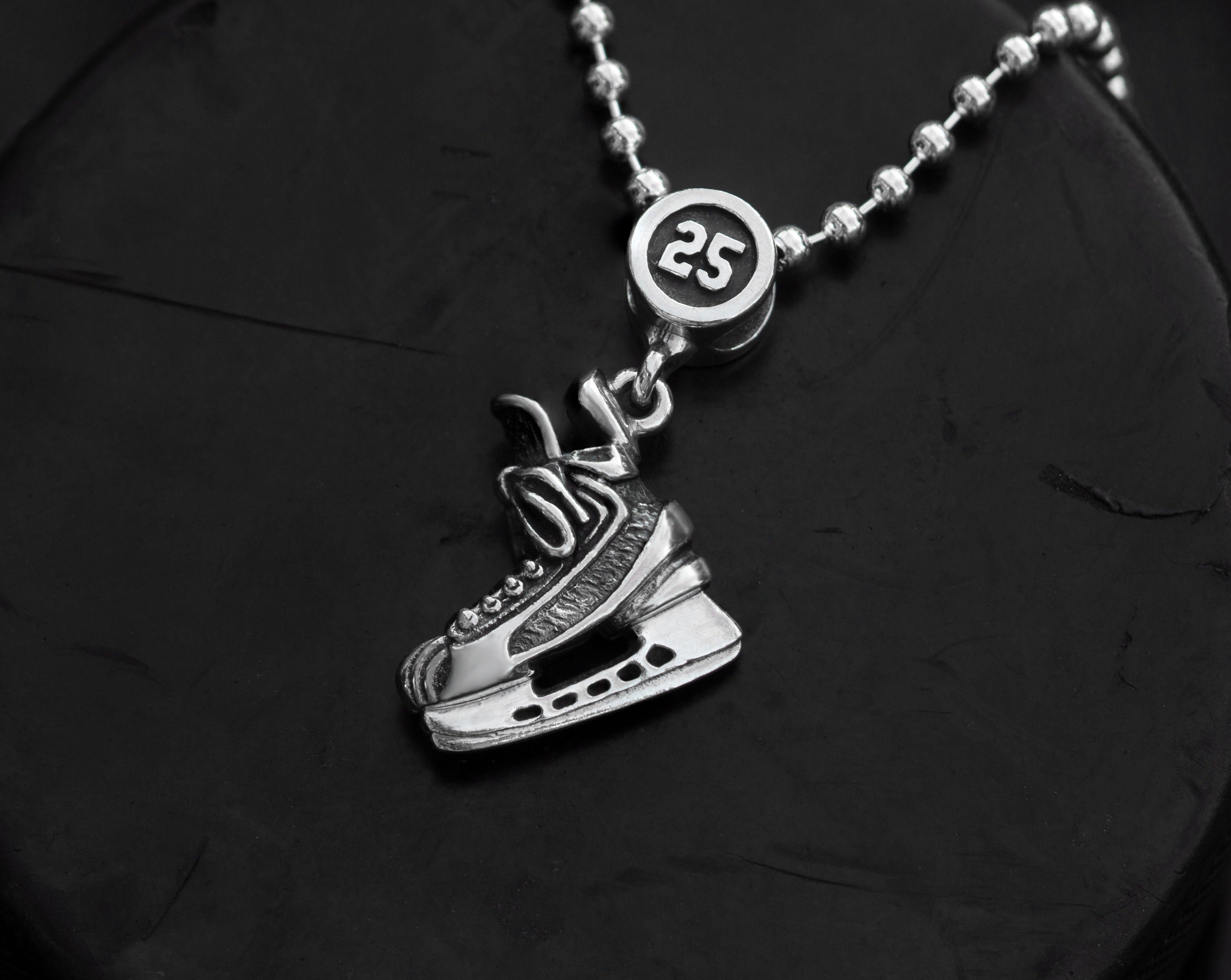 Personalized Sterling Silver Hockey Skate Necklace