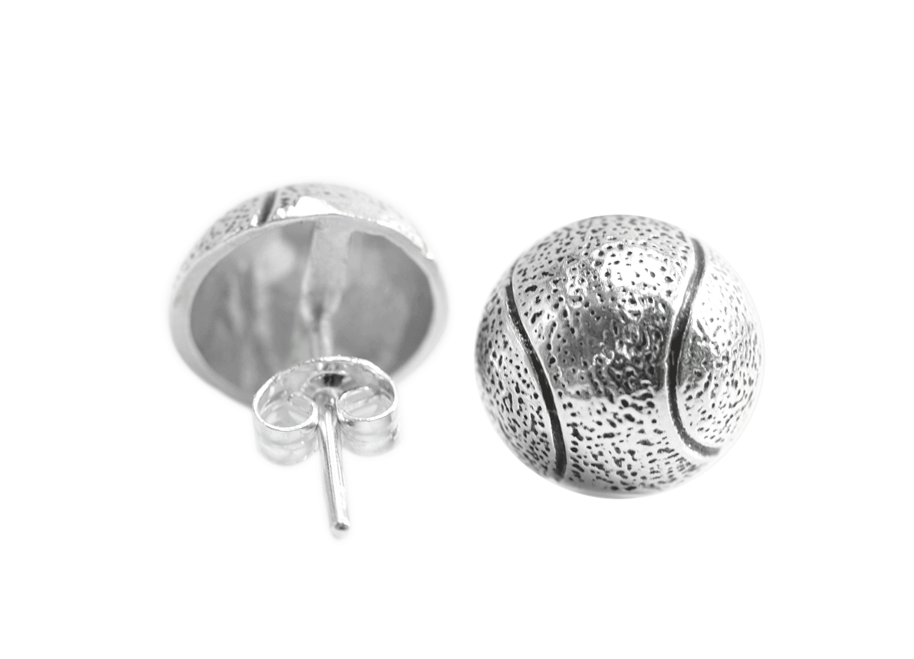 Sterling Silver Tennis Ball Dome Studs